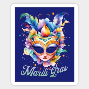 Watercolor Mardi Gras Mask Magnet